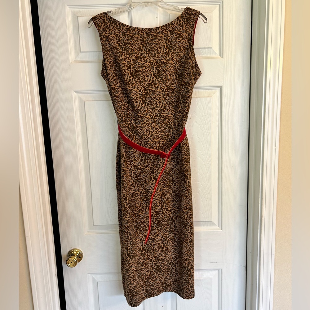 Bettie Page Leopard Print Sheath Midi Dress